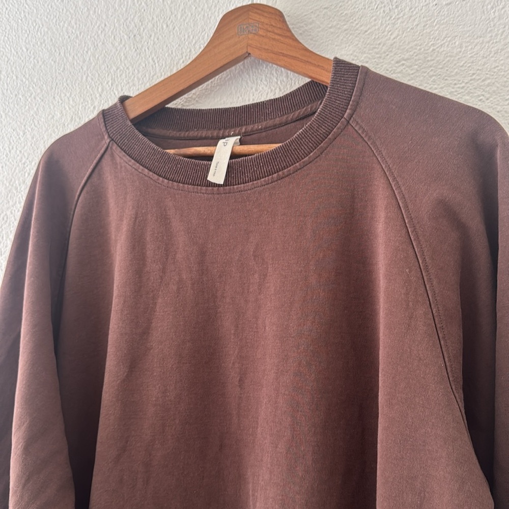 NAP Loungewear Tiered Crewneck Long Sleeve Dress Cotton Brown Mocha Size Small - Picture 3 of 10